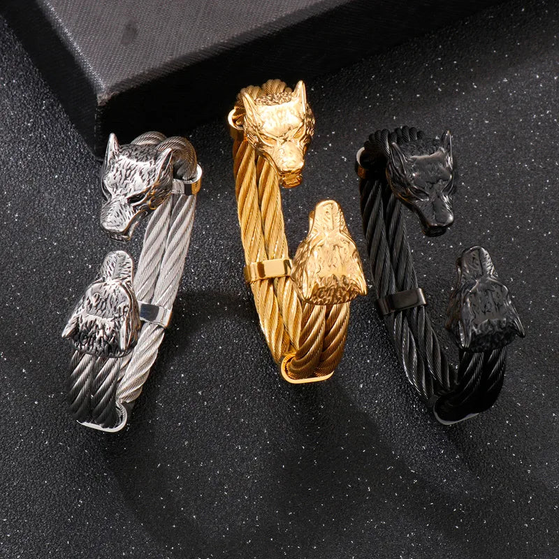 Hip-Hop Wolf Stainless Steel Plating Bangle 1 Piece