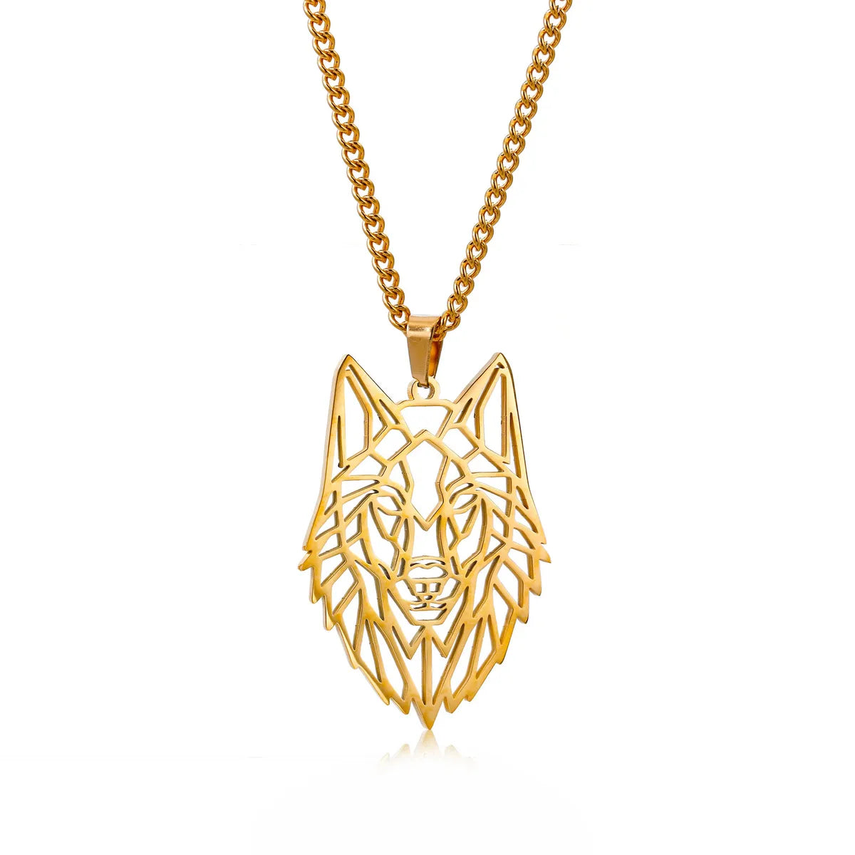 Hip-Hop Wolf Stainless Steel Plating Hollow Out Men'S Pendants Necklace