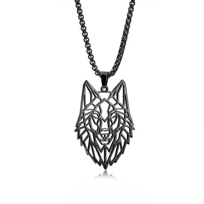 Hip-Hop Wolf Stainless Steel Plating Hollow Out Men'S Pendants Necklace