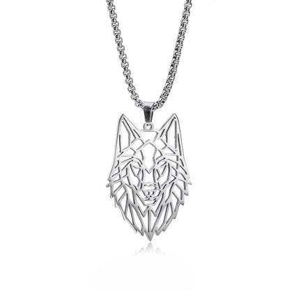 Hip-Hop Wolf Stainless Steel Plating Hollow Out Men'S Pendants Necklace