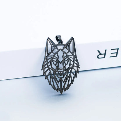 Hip-Hop Wolf Stainless Steel Plating Hollow Out Men'S Pendants Necklace