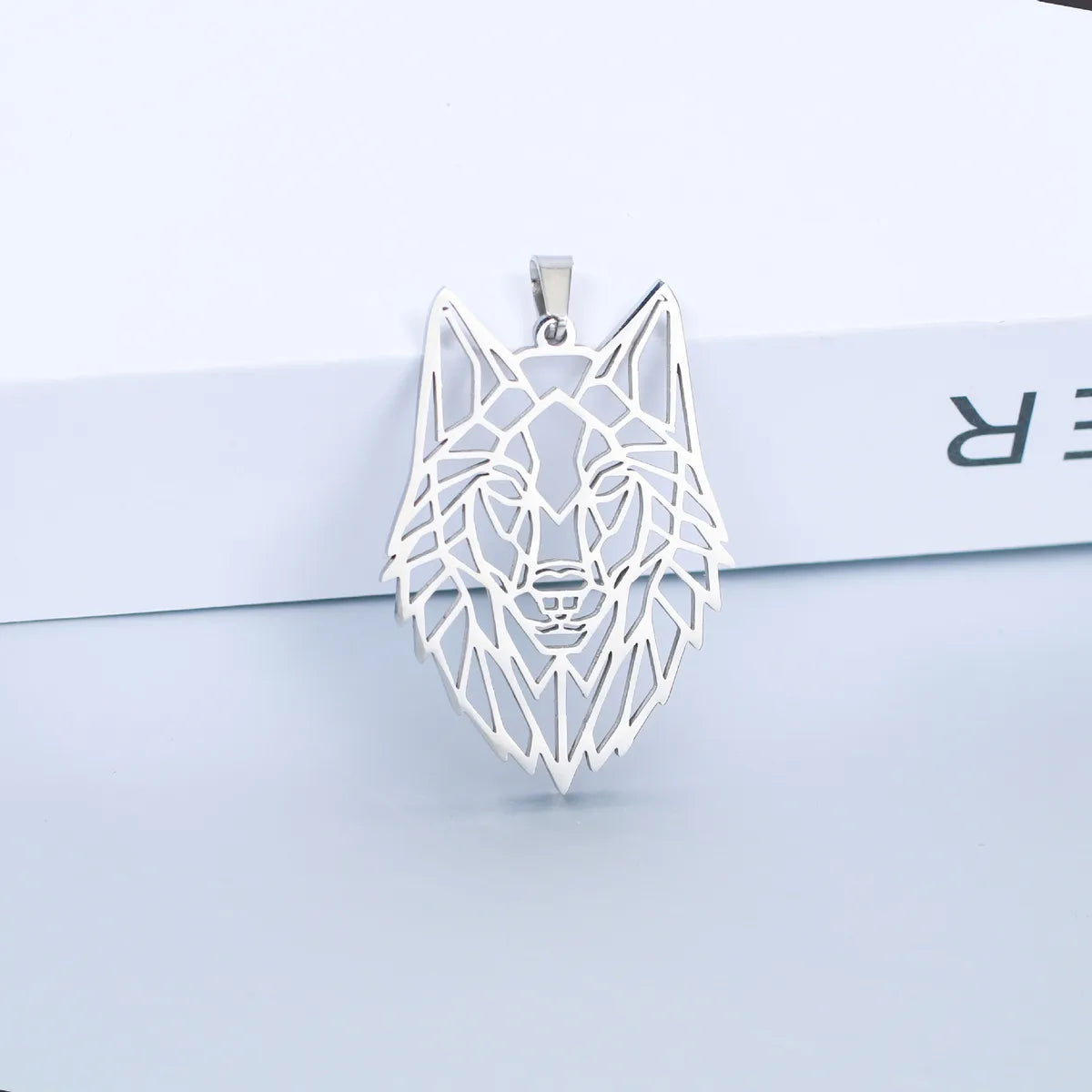 Hip-Hop Wolf Stainless Steel Plating Hollow Out Men'S Pendants Necklace