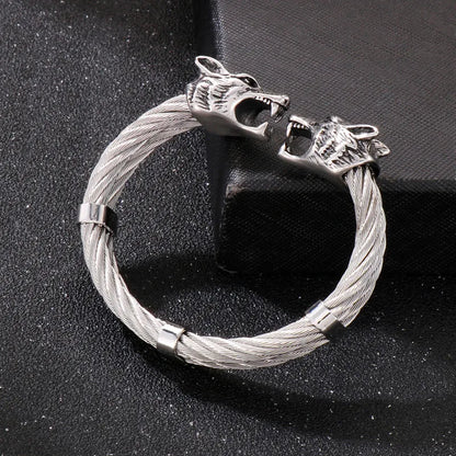 Hip-Hop Wolf Stainless Steel Plating 18K Gold Plated Unisex Bangle