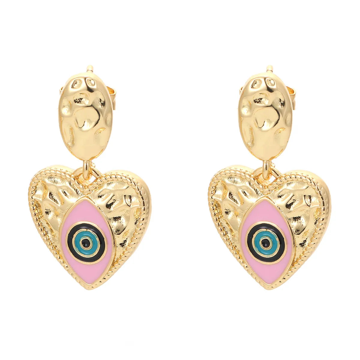 Hip-pop-style Colorful Dripping Oil Devil's Eye Copper Earrings Wholesale