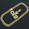Hiphop Alloy Letter Pendant Necklace With Diamond And Cuban Chain For Men