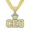 Hiphop Alloy Letter Pendant Necklace With Diamond And Cuban Chain For Men