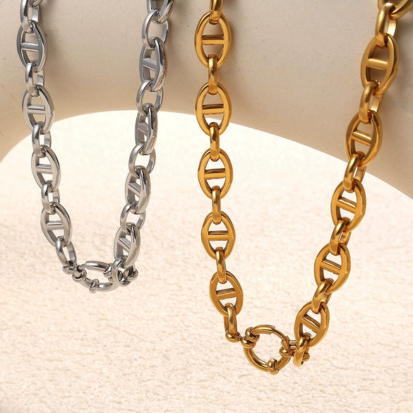 Hiphop Bracelet Stainless Steel 316L Stainless Steel Electroplated Pig Nose Design Women's Jewelry