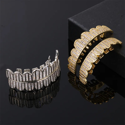 Hiphop Hip Hop Tooth Socket Rhinestone-Encrusted Jewelry Accessories Micro-Inlaid Rectangular Zircon Tooth Socket