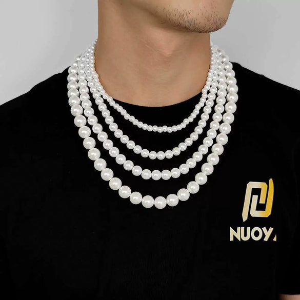 Hiphop Jewelry Imitation Pearl Necklace Geometric Baking Paint Style