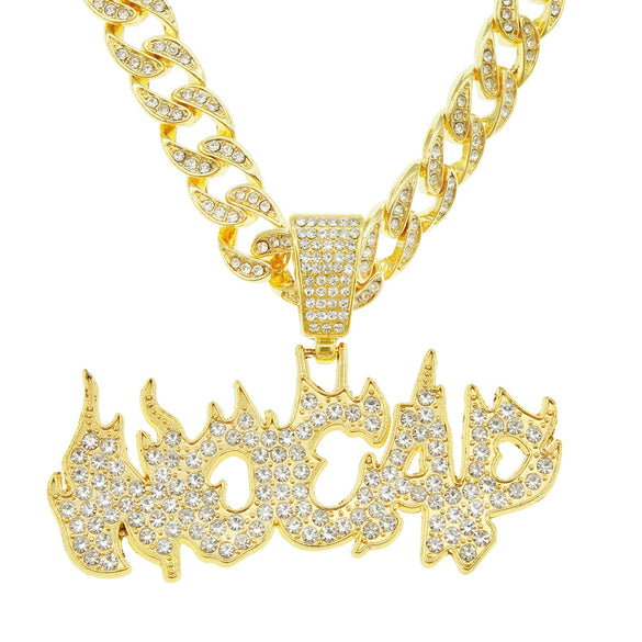 Hiphop Necklace Alloy With Diamond And Alphabet Cuban Chain For Men