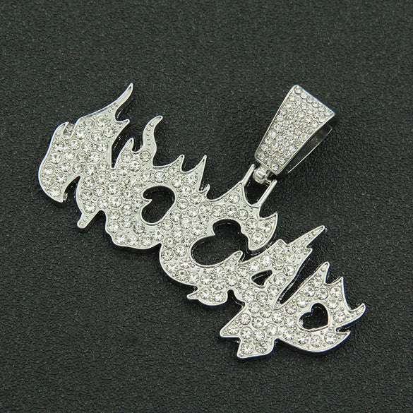 Hiphop Necklace Alloy With Diamond And Alphabet Cuban Chain For Men