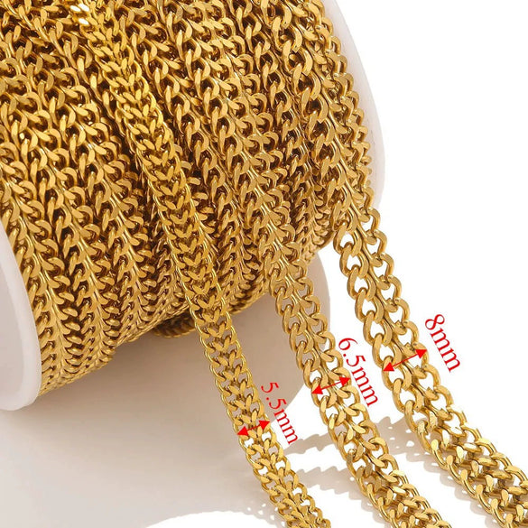 Hiphop Stainless Steel Chain Double Woven Flat Grinding Electroplating