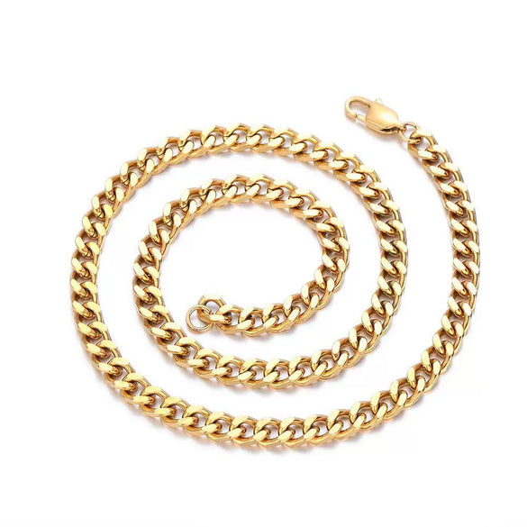 Hiphop Stainless Steel Geometric Cuban Chain Necklace With Electroplating