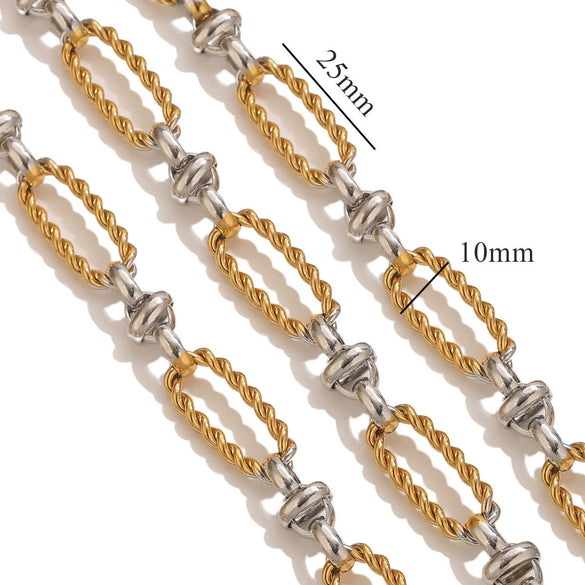 Hiphop Stainless Steel Gradient Plated Totem Handmade Chain Bracelet Necklace
