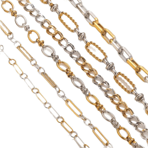 Hiphop Stainless Steel Gradient Plated Totem Handmade Chain Bracelet Necklace