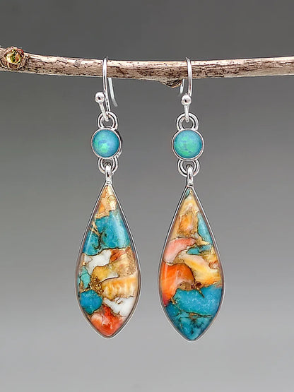 Ethnic Style Geometric Colorful Glazed Alloy Drop Earrings