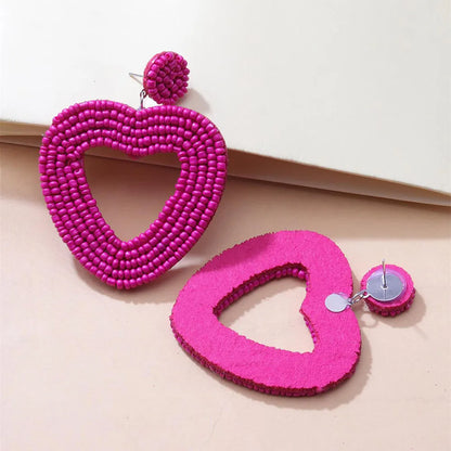 Ethnic Style Heart Beaded Earrings