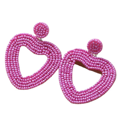 Ethnic Style Heart Beaded Earrings