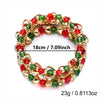 Holiday Red And Green Round Beaded Bracelets With Candy Cane And Snowflake Charms Handmade Alloy Heart Colorblock Unisex Fashion Wristbands