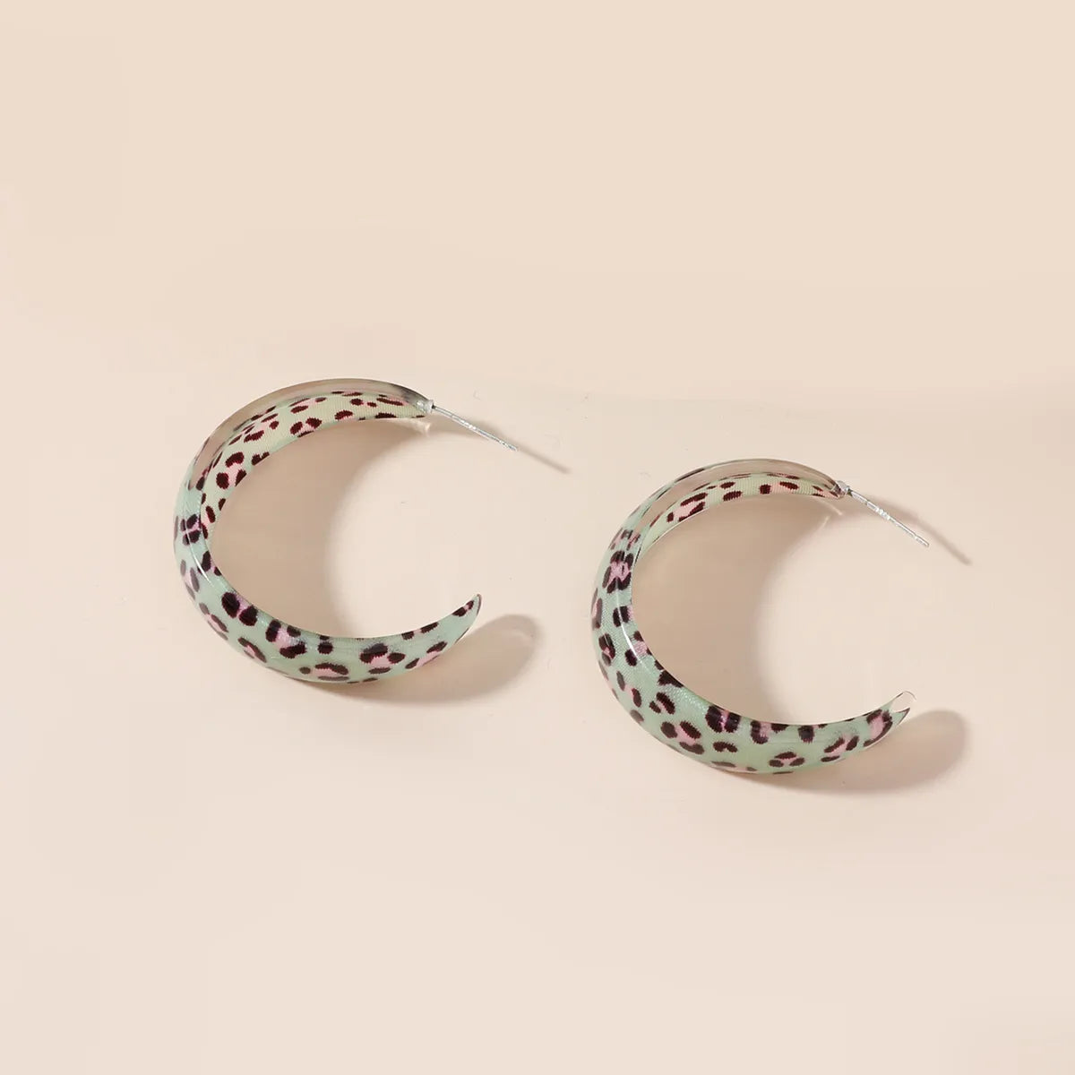 Holiday Style 925 Silver Needle Hypoallergenic Resin Leopard Print Earrings