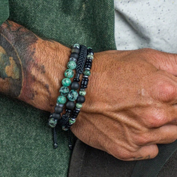 Holiday Style Stacked Beaded Woven Stretch Bracelet Handmade With Cotton Thread Stone Alloy Geometric Pattern