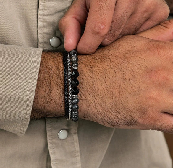 Holiday Style Stacked Beaded Woven Stretch Bracelet Handmade With Cotton Thread Stone Alloy Geometric Pattern