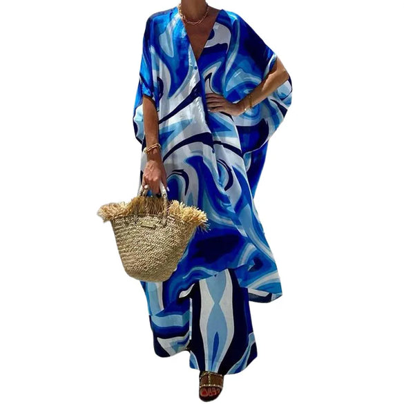 Holiday Women'S Casual Vacation Color Block 4-Way Stretch Fabric Spandex Polyester Printing Pant Co-Ord Set Pants Sets