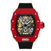 Hollow Automatic Mechanical Men's Watch With Square Dial Silicone Strap Metal Case And Coated Glass Mirror