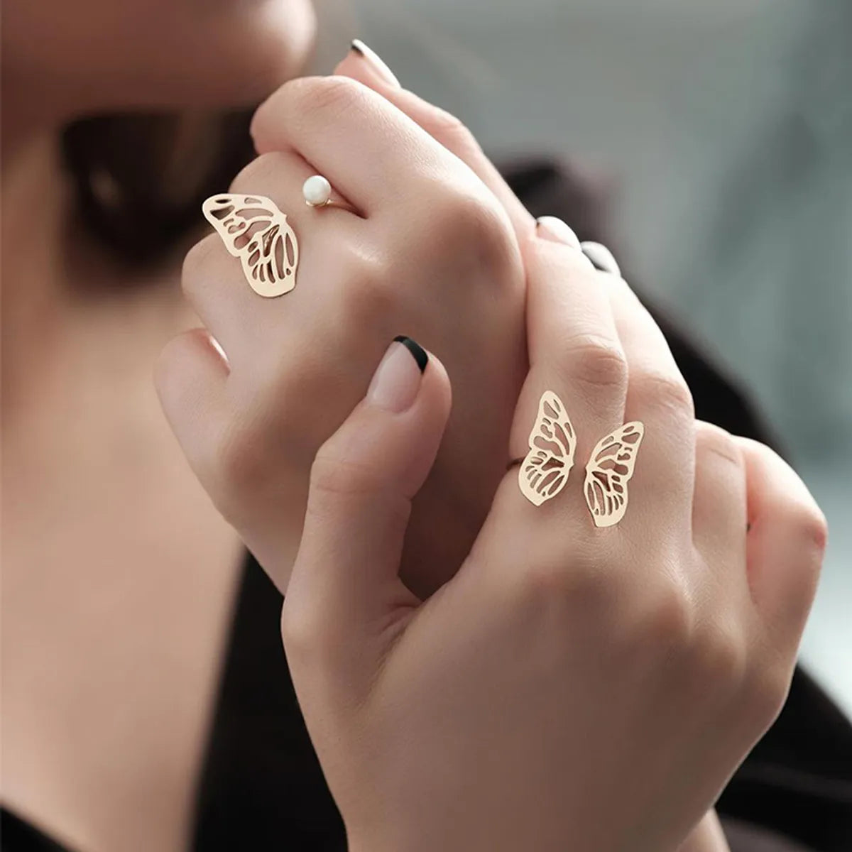 Simple Style Butterfly Alloy Inlay Pearl Women's Rings