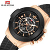 Hollow Calendar Sports Watch For Men Waterproof Silicone Strap Alloy Case Mineral Strengthened Glass Mirror Stainless Steel Clasp Round Dial