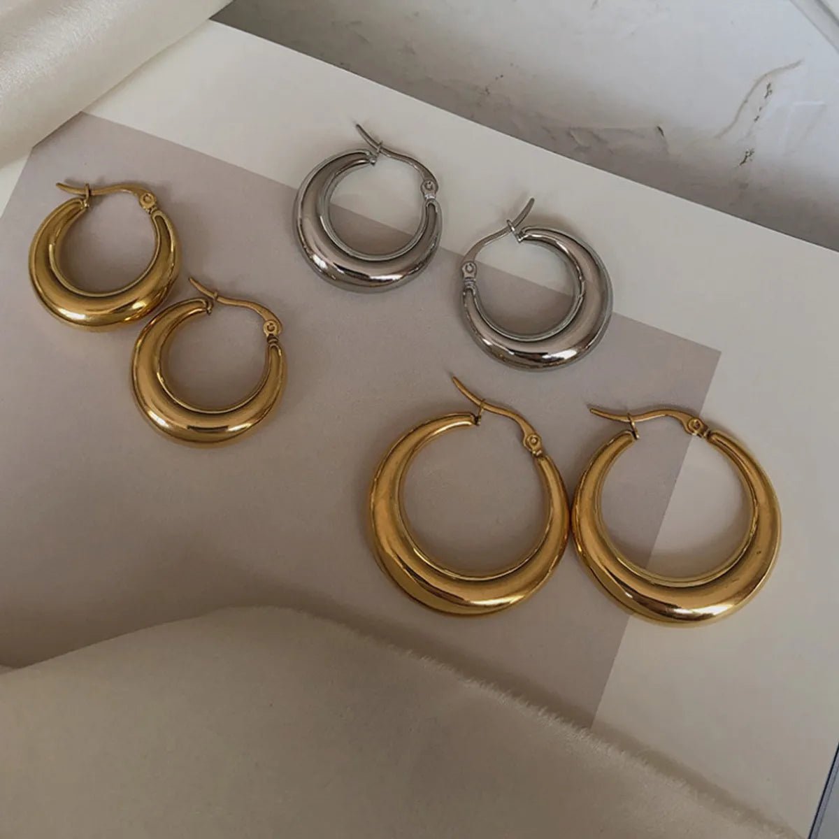 Hollow Crescent-shaped Titanium Steel Earrings Wholesale Gooddiy