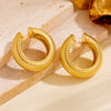 Hollow Ear Clip Titanium Steel Geometric Cartoon Style Vacuum Electroplated In Furnace
