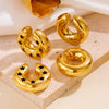 Hollow Ear Clip Titanium Steel Geometric Cartoon Style Vacuum Electroplated In Furnace