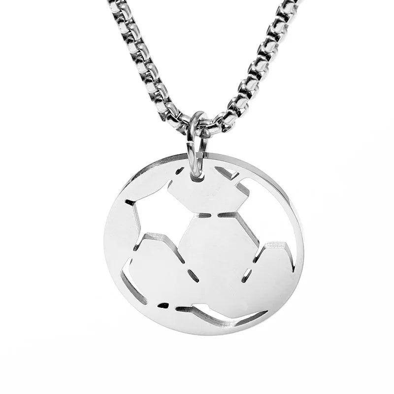 Hollow Football Pendant Stainless Steel Simple Sweater Chain Wholesale