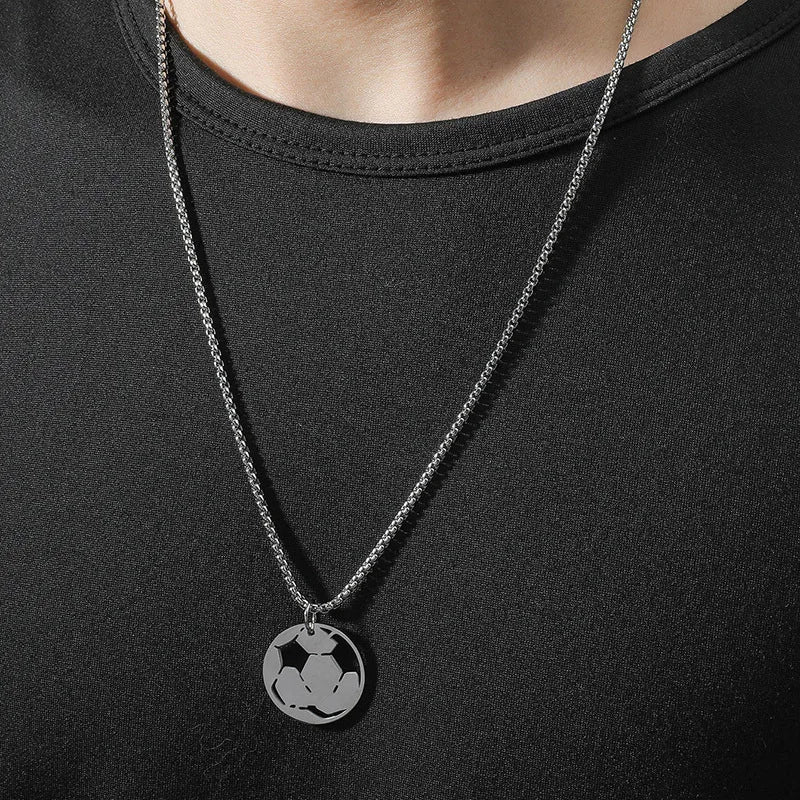 Hollow Football Pendant Stainless Steel Simple Sweater Chain Wholesale