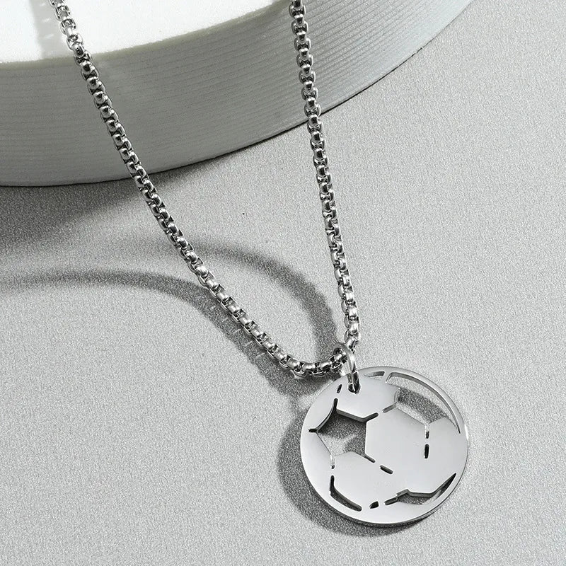 Hollow Football Pendant Stainless Steel Simple Sweater Chain Wholesale