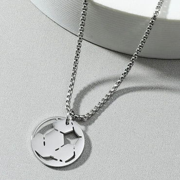 Hollow Football Pendant Stainless Steel Simple Sweater Chain Wholesale