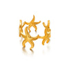 Hollow Geometric Stainless Steel Flower Ring 18K Gold Plated