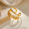 Hollow Geometric Stainless Steel Flower Ring 18K Gold Plated