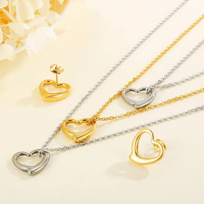 Titanium Steel 18K Gold Plated Fashion Heart