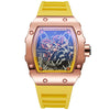 Hollow Imitation Mechanical Fashion Sports Student Silicone Quartz Watch For Women With Barrel Shaped Dial And Alloy Case