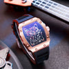 Hollow Imitation Mechanical Fashion Sports Student Silicone Quartz Watch For Women With Barrel Shaped Dial And Alloy Case