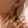 Hollow Love Earrings Titanium Steel Pvd Electroplated 18K Gold Women Autumn And Winter Accessories Ins Wind Geometric Style