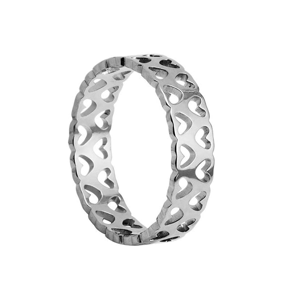 Hollow Love Heart Titanium Steel Ring For Men And Women Couple Rings Electroplated Hand Jewelry