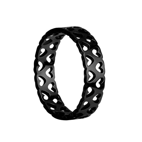 Hollow Love Heart Titanium Steel Ring For Men And Women Couple Rings Electroplated Hand Jewelry