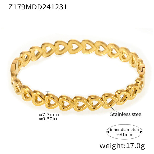 Hollow Love Stitching Bracelet Titanium Steel Pvd Plated 18K Real Gold Electroplated