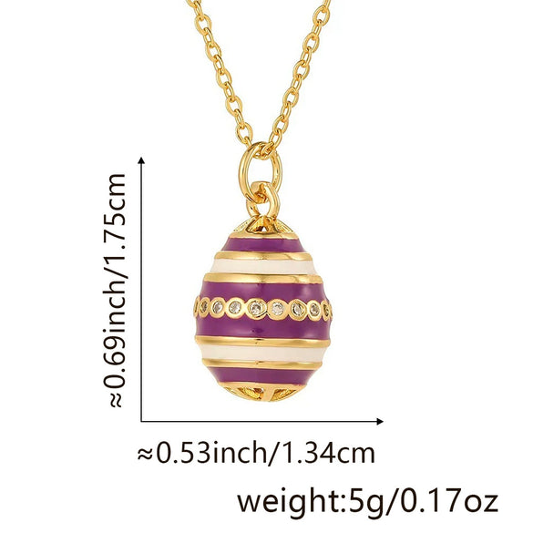 Hollow Oil Drop Zircon Egg Pendant Hip Hop Jewelry Copper 18K Gold Plated Clavicle Chain With Geometric Design