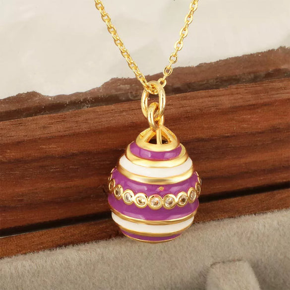 Hollow Oil Drop Zircon Egg Pendant Hip Hop Jewelry Copper 18K Gold Plated Clavicle Chain With Geometric Design
