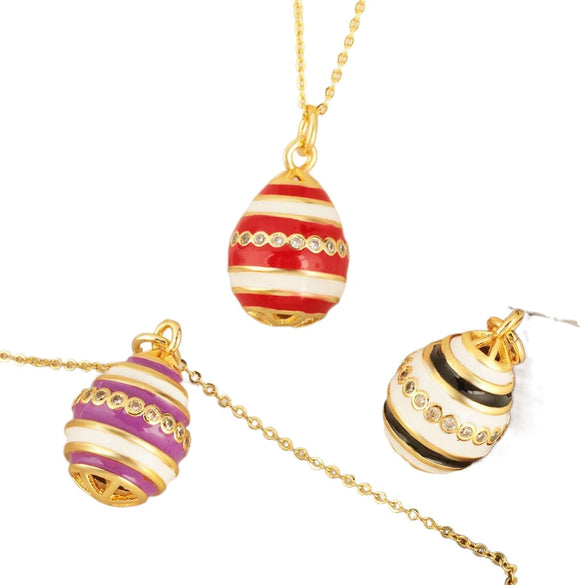 Hollow Oil Drop Zircon Egg Pendant Hip Hop Jewelry Copper 18K Gold Plated Clavicle Chain With Geometric Design
