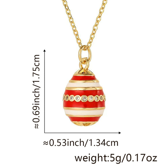 Hollow Oil Drop Zircon Egg Pendant Hip Hop Jewelry Copper 18K Gold Plated Clavicle Chain With Geometric Design
